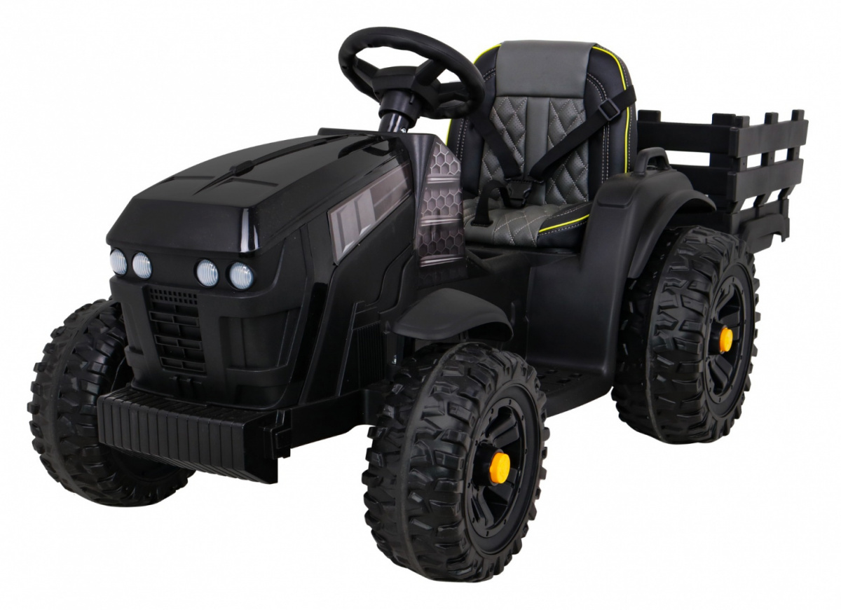 Dětský elektrický traktor Farmer s vlečkou a lopatou černý