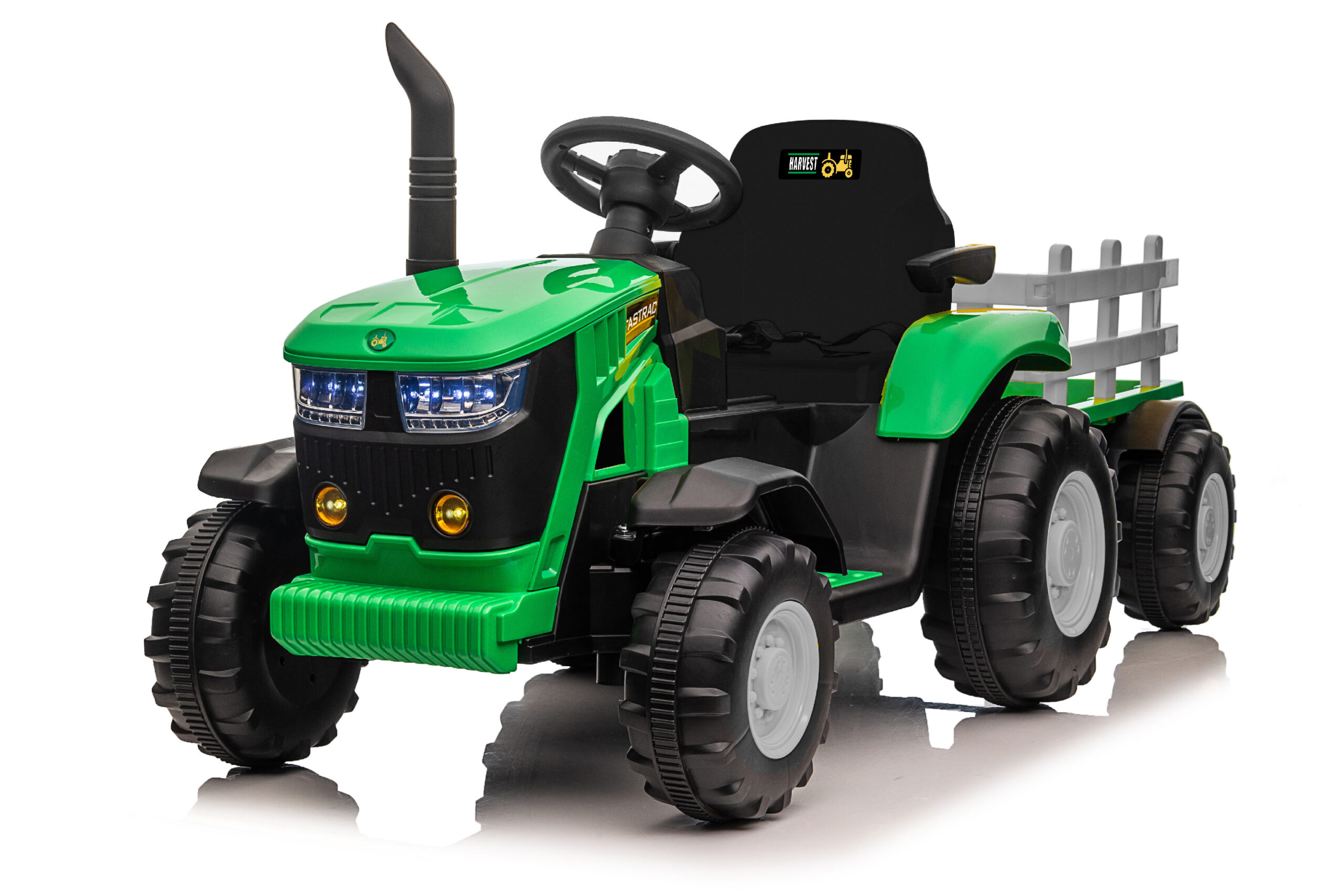 Dětský elektrický traktor s vlečkou 12V 7Ah zelený
