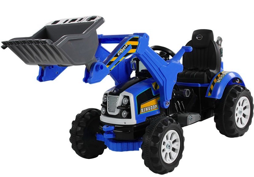 Elektrický traktor - s radlicí modrý