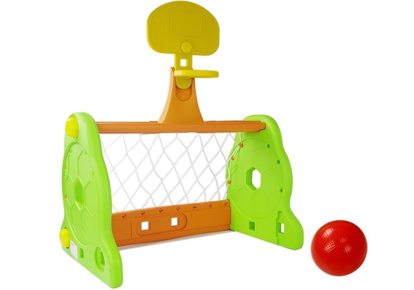 Dětská fotbalová branka + basketbalový koš 2v1 zelená