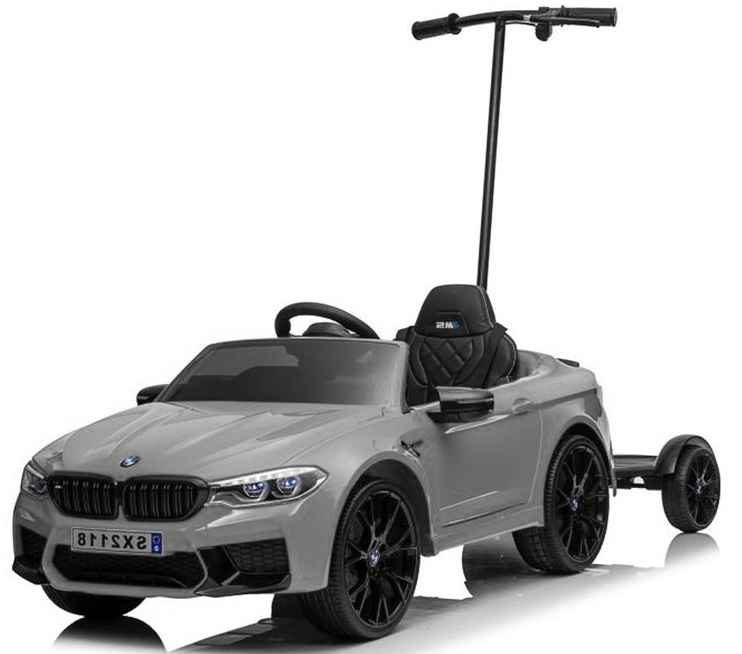 Elektrické autíčko BMW M5 lakované stříbrné s vodící tyčí