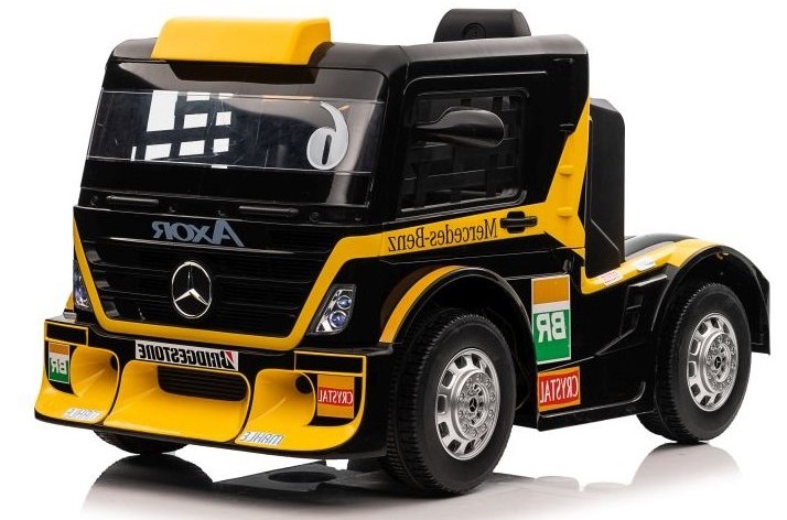 Dětský elektrický kamion Mercedes Axor LCD žlutý