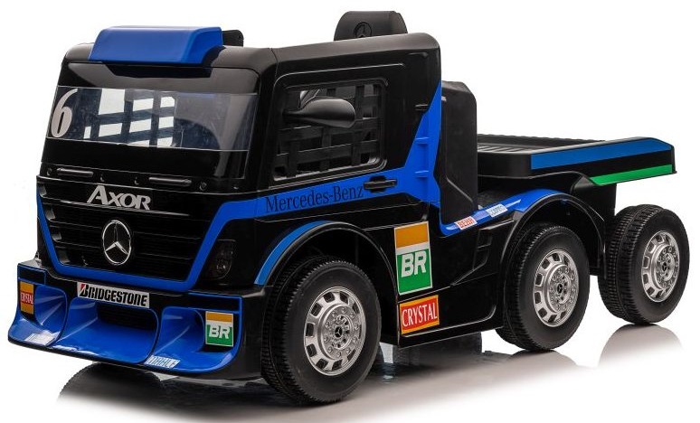 Dětský elektrický kamion Mercedes Axor LCD MP4 s návěsem modrý