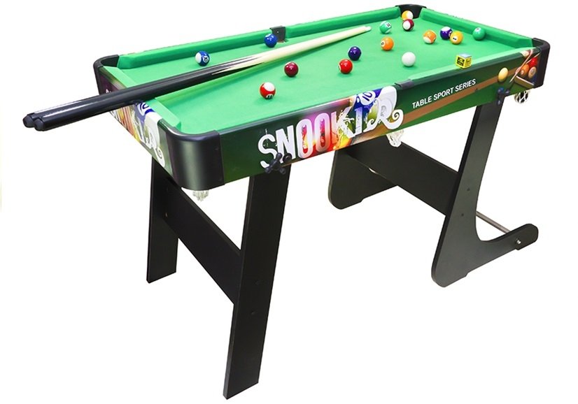 Skládací dřevěný kulečníkový stůl s koulemi