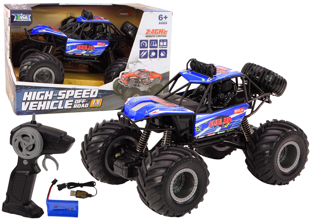 RC terénní auto 1:8 s modrými tlumiči