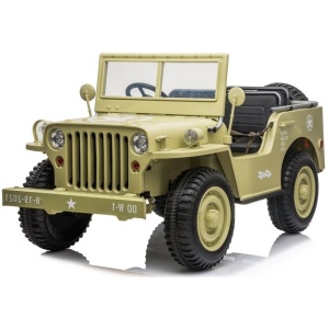 Dětský elektrický vojenský Jeep Willys 4x4 třímístný béžový