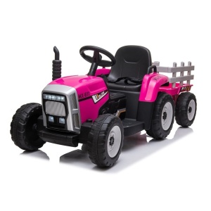 Elektrický traktor s vlečkou růžový