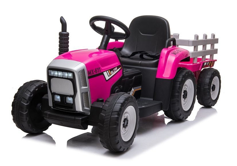 Elektrický traktor s vlečkou růžový