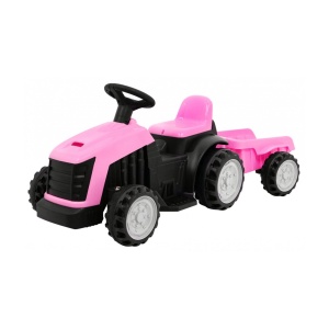 Dětský elektrický traktor s přívěsem růžový