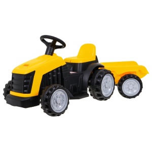 Dětský elektrický traktor s přívěsem žlutý