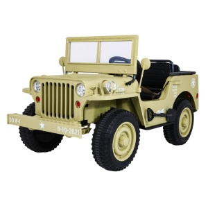 Dětský elektrický Jeep Willys 4x4 třímístný béžový