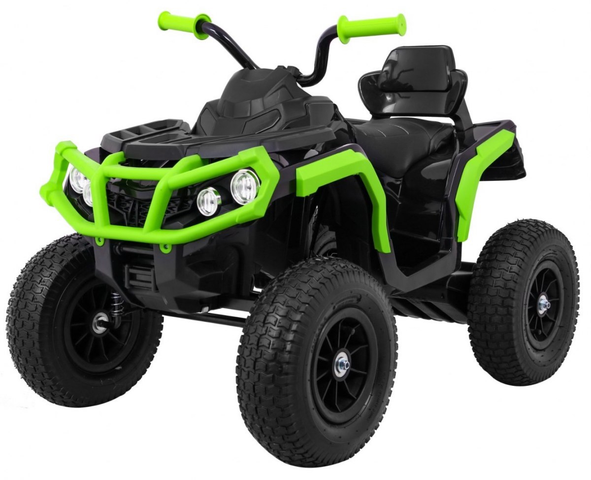 Dětská elektrická čtyřkolka ATV nafukovací kola černo-zelená