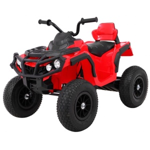 Dětská elektrická čtyřkolka ATV nafukovací kola červená