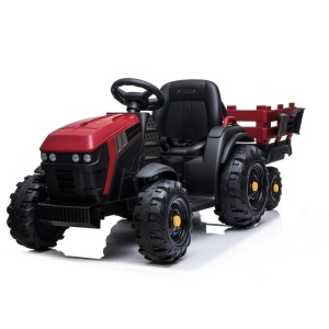 Dětský elektrický traktor Farmer s vlečkou a lopatou červený
