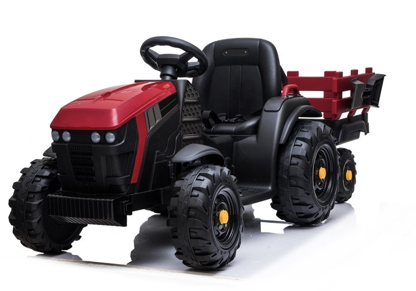 Dětský elektrický traktor Farmer s vlečkou a lopatou červený