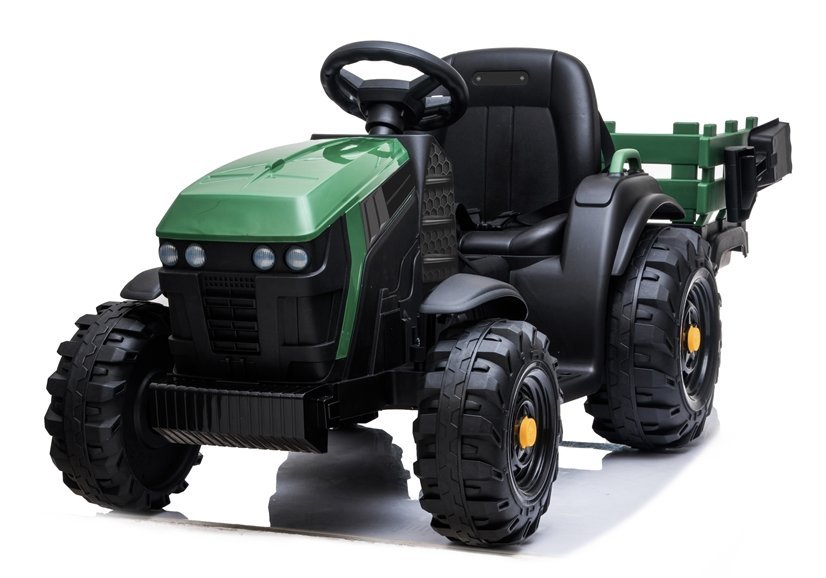 Dětský elektrický traktor Farmer s vlečkou a lopatou zelený