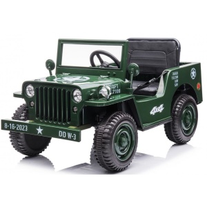 Dětský elektrický vojenský Jeep Willys 4x4 zelený