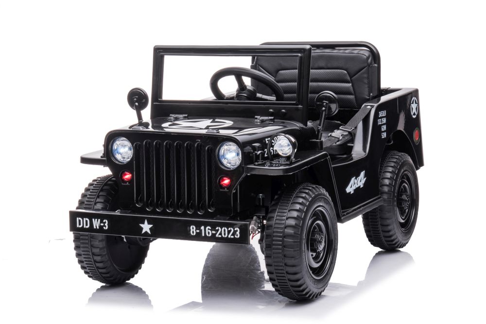 Dětský elektrický vojenský Jeep Willys 4x4 černý