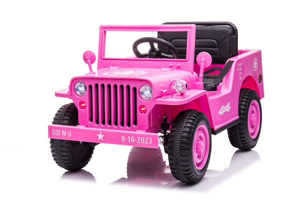 Dětský elektrický vojenský Jeep Willys 4x4 růžový