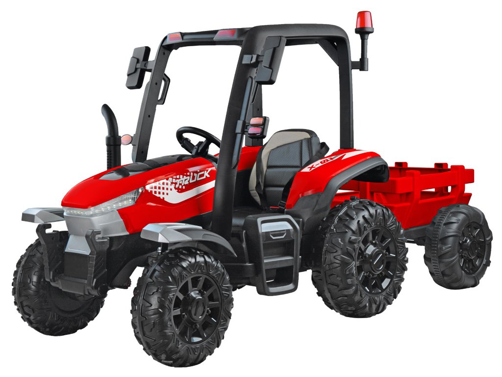 Mamido Dětský elektrický traktor s přívěsem 24V Blast 2x200W červený