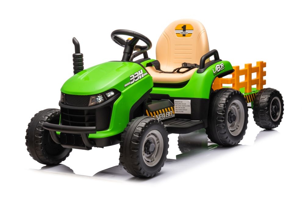 Dětský elektrický traktor BBH-030 s přívěsem zelený