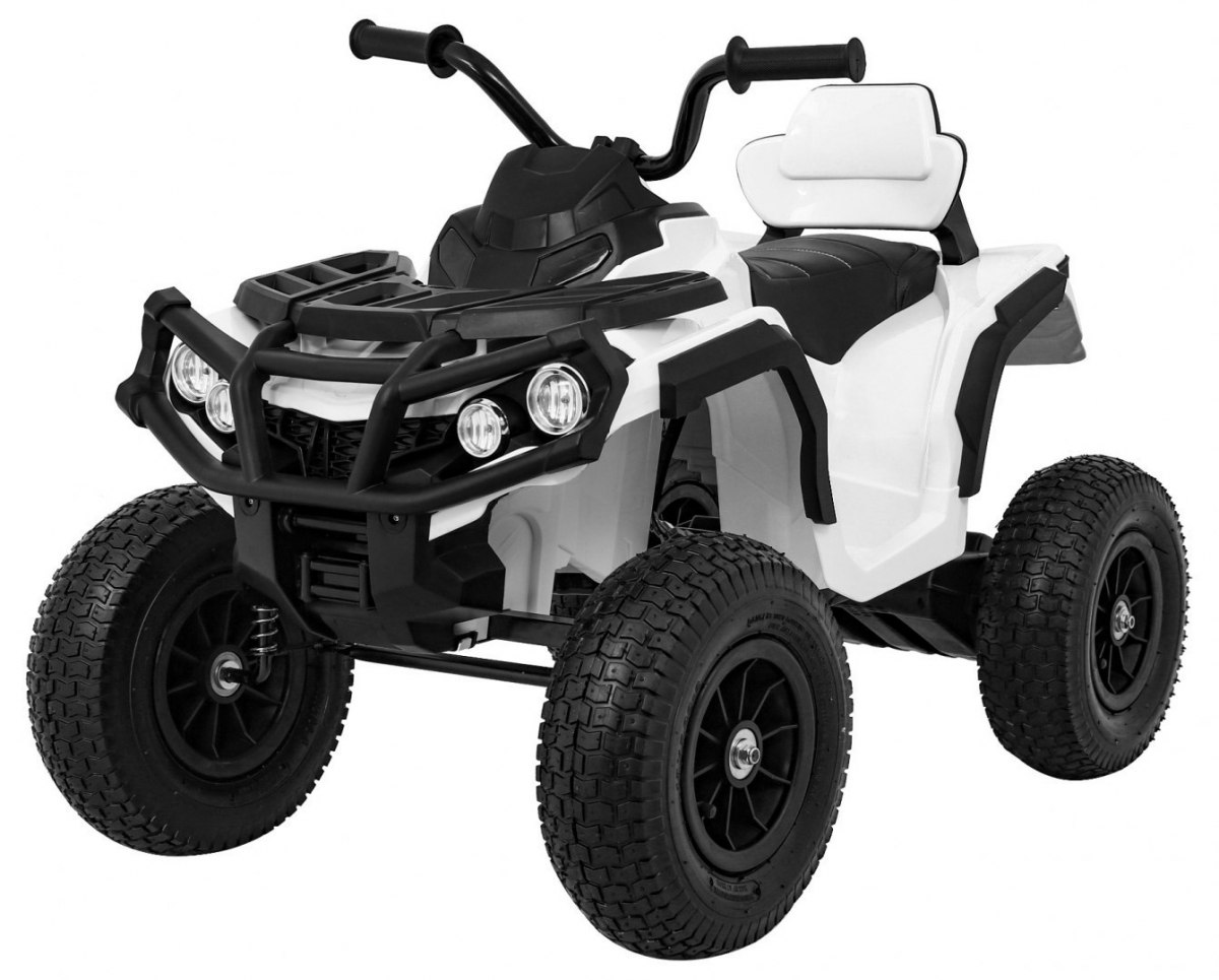 Dětská elektrická čtyřkolka ATV nafukovací kola bílá
