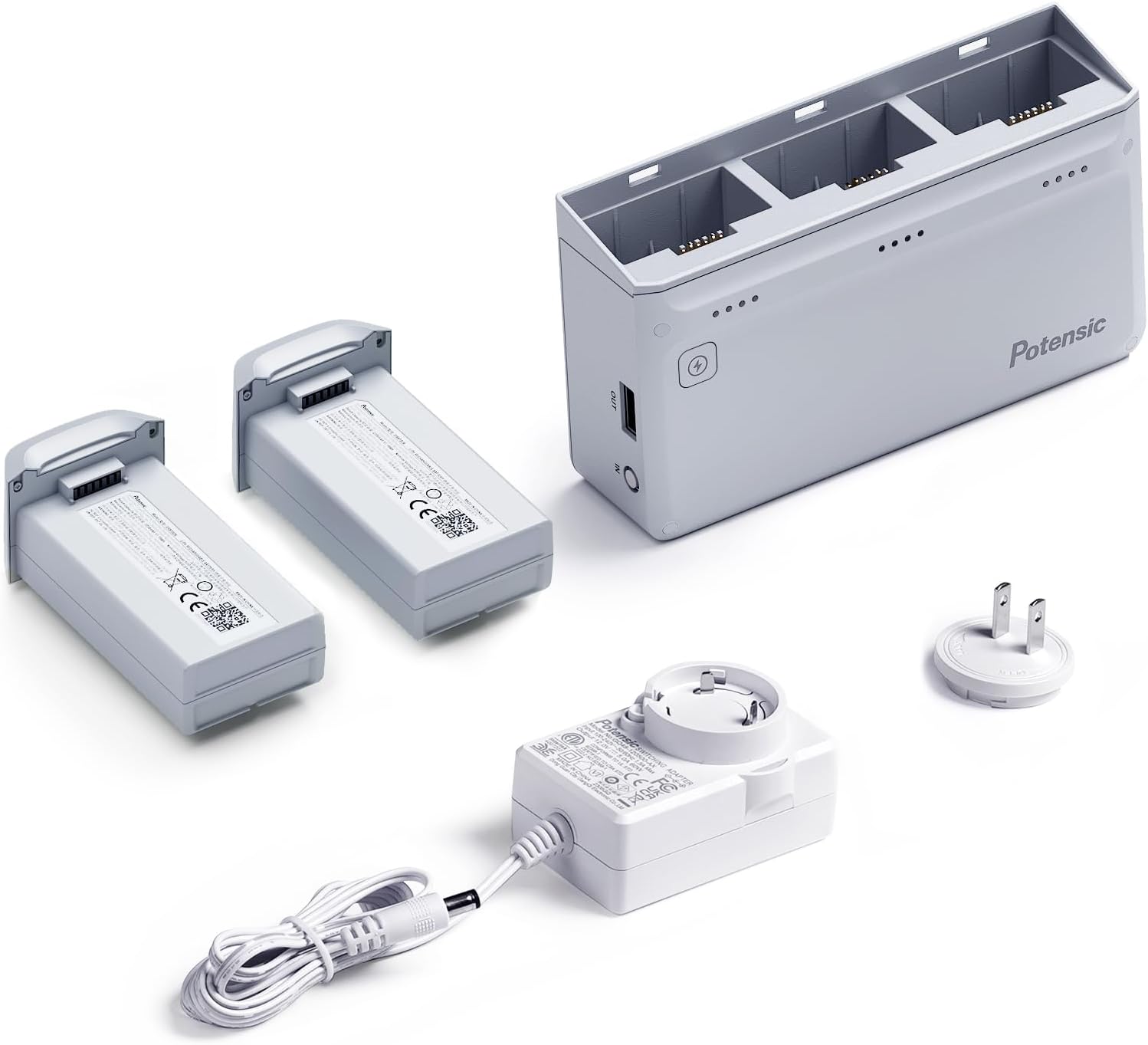 Potensic rychlonabíjecí stanice 60W More Power na tři baterie pro Atom 4K + adaptér + 2 baterie POC-007 ATM3CHAR-2