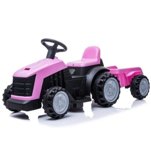 Dětský elektrický traktor s vlečkou růžový