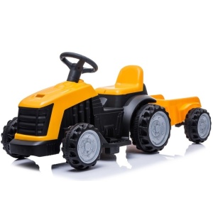 Dětský elektrický traktor s vlečkou žlutý