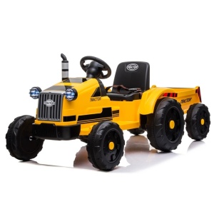 Dětský elektrický traktor s vlečkou T1 žlutý