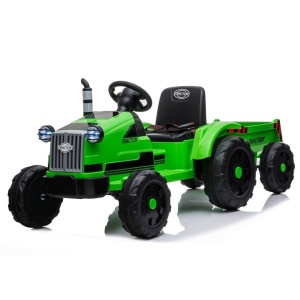 Dětský elektrický traktor s vlečkou T1 zelený