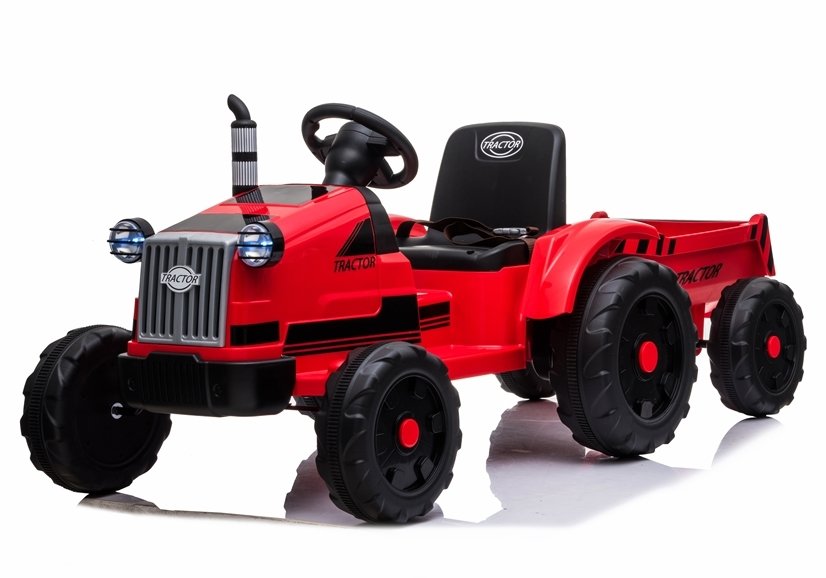 Dětský elektrický traktor s vlečkou T1 červený