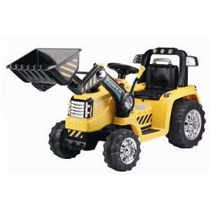 Dětský elektrický traktor Power s radlicí žlutý