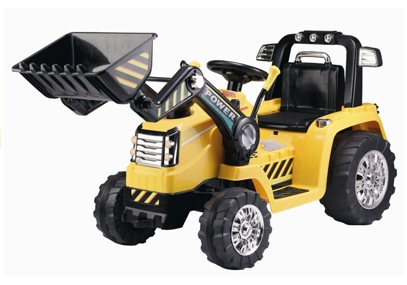 Dětský elektrický traktor Power s radlicí žlutý