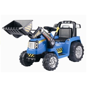 Dětský elektrický traktor Power s radlicí modrý