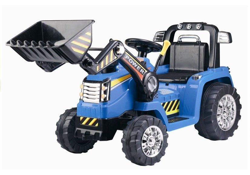 Dětský elektrický traktor Power s radlicí modrý