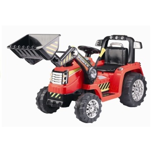 Dětský elektrický traktor Power s radlicí červený