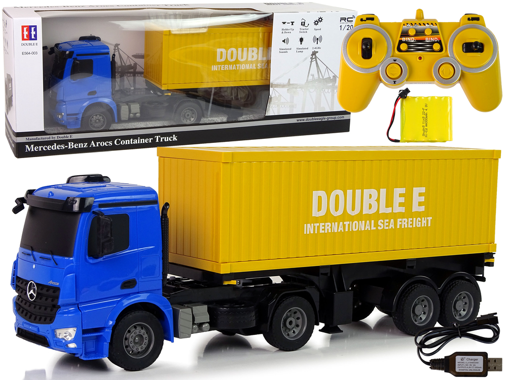 Velký nákladní automobil na dálkové ovládání RC Mercedes Arocs 1:20 modrý