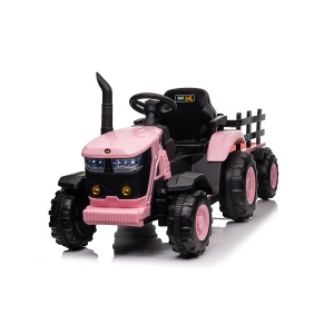 Dětský elektrický traktor s vlečkou 12V 7Ah růžový