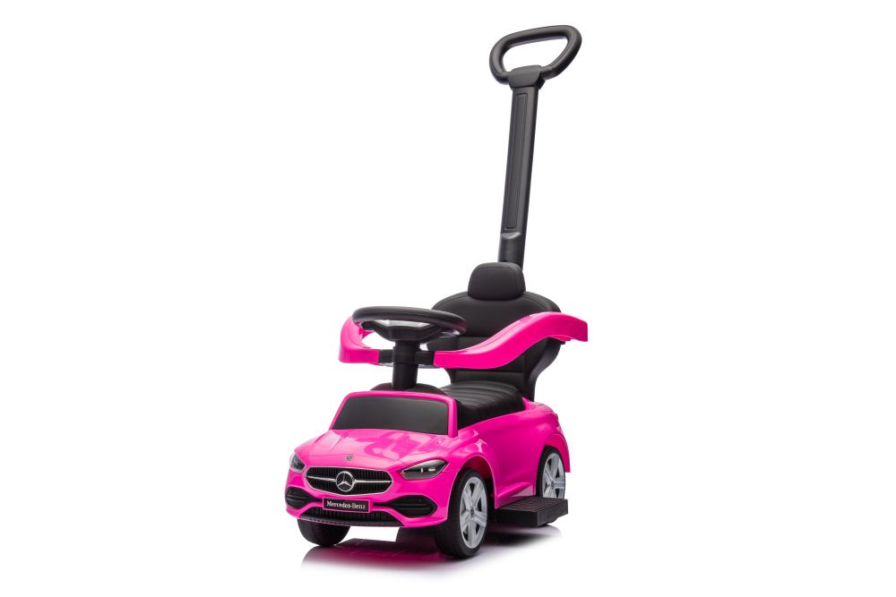 Dětské odrážedlo auto s vodící tyčí Mercedes růžové