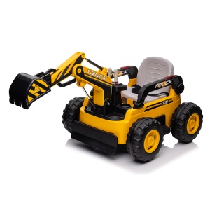 Dětský elektrický bagr CAR-26B žlutý | 4x4 | RC 2.4Ghz | EKO kůže | 12V10Ah