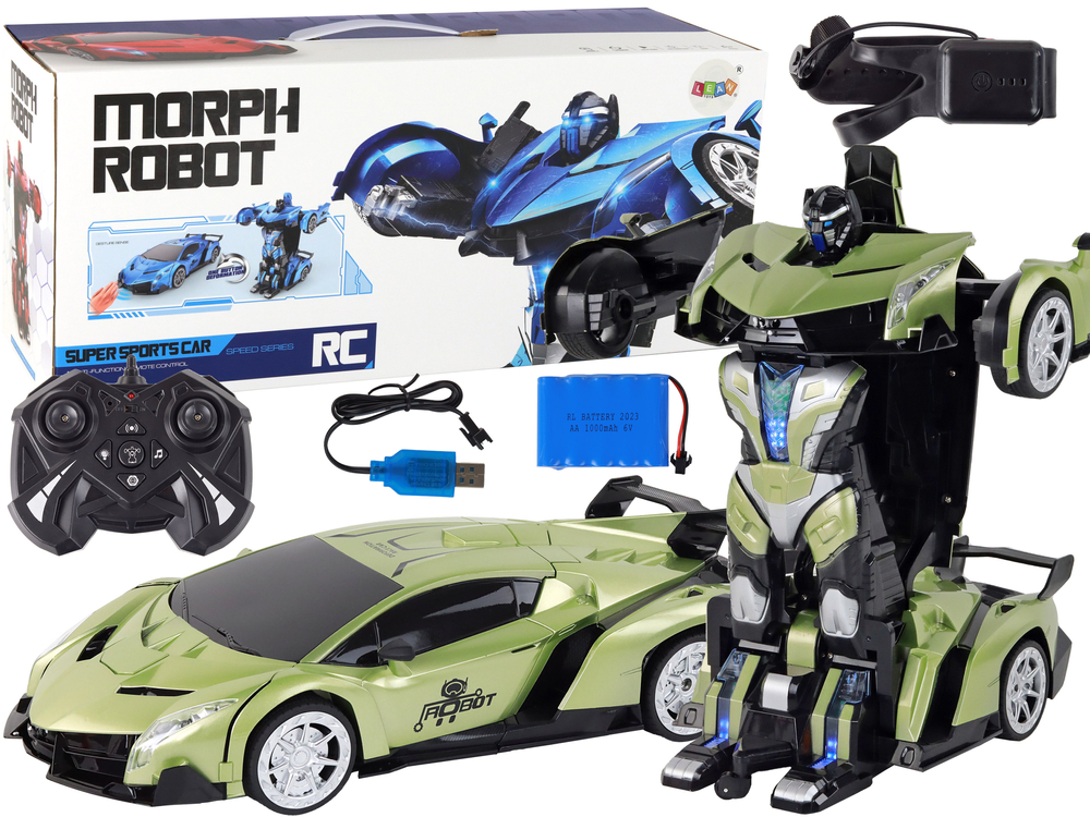 Auto Robot Transformers 2v1 na dálkové ovládání RC 1:10 zelená