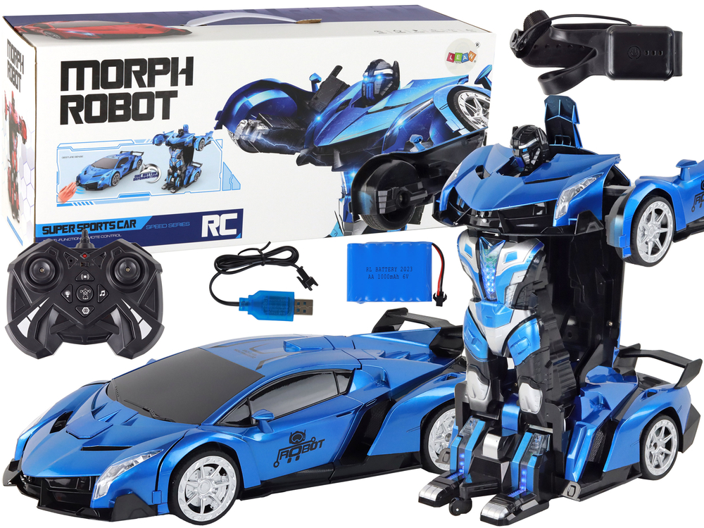 Auto Robot Transformers 2v1 na dálkové ovládání RC 1:10 modrá