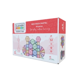 Cleverclixx Pastel Magnetická stavebnice Geo Pack 45 ks