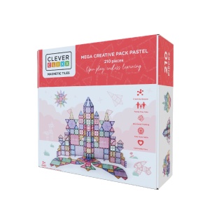 Cleverclixx Pastel Magnetická stavebnice velká kreativní sada 210 ks