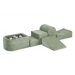 PLUSH NEST PLUSH NEST Mini hřiště s bazénem a 100 míčky Manšestr (zelený)