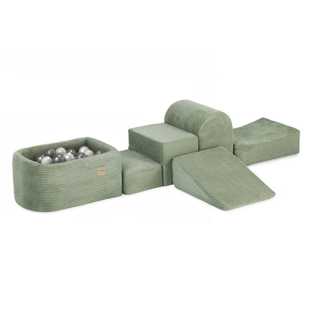 PLUSH NEST PLUSH NEST Mini hřiště s bazénem a 100 míčky Manšestr (zelený)