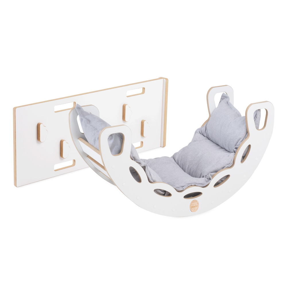 PLUSH NEST PLUSH NEST Dřevěné houpátko Mini 4v1 se stěnou na lezení
