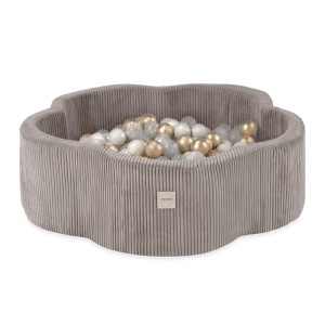 PLUSH NEST PLUSH NEST Suchý bazén Květinová zóna 95 × 30 cm Béžový prémiový manšestr s 300 míčky
