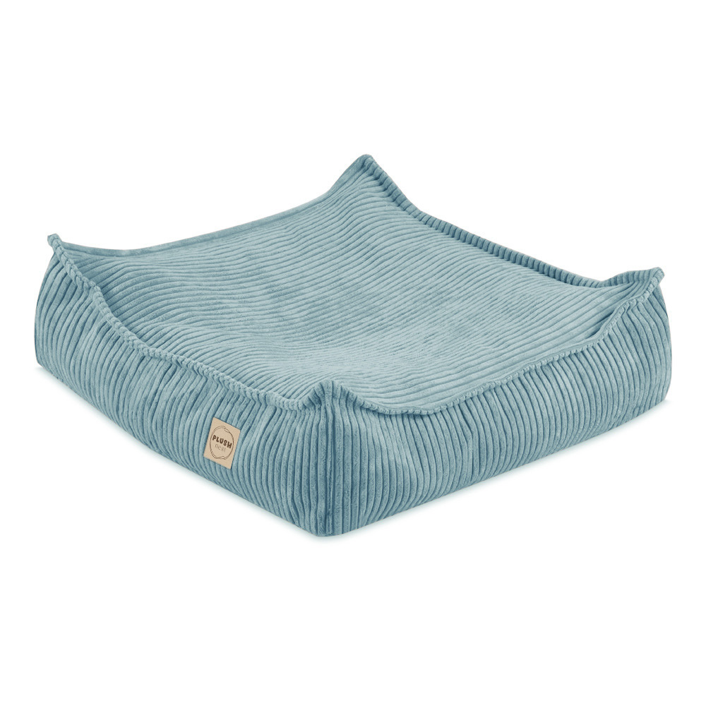 PLUSH NEST PLUSH NEST Podlahový puf čtvercový Manšestr 60 × 60 cm modrý